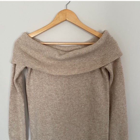 Tularosa Dreamin Off The Shoulder Mini Sweater Dress Tan Size Small - Picture 7 of 8